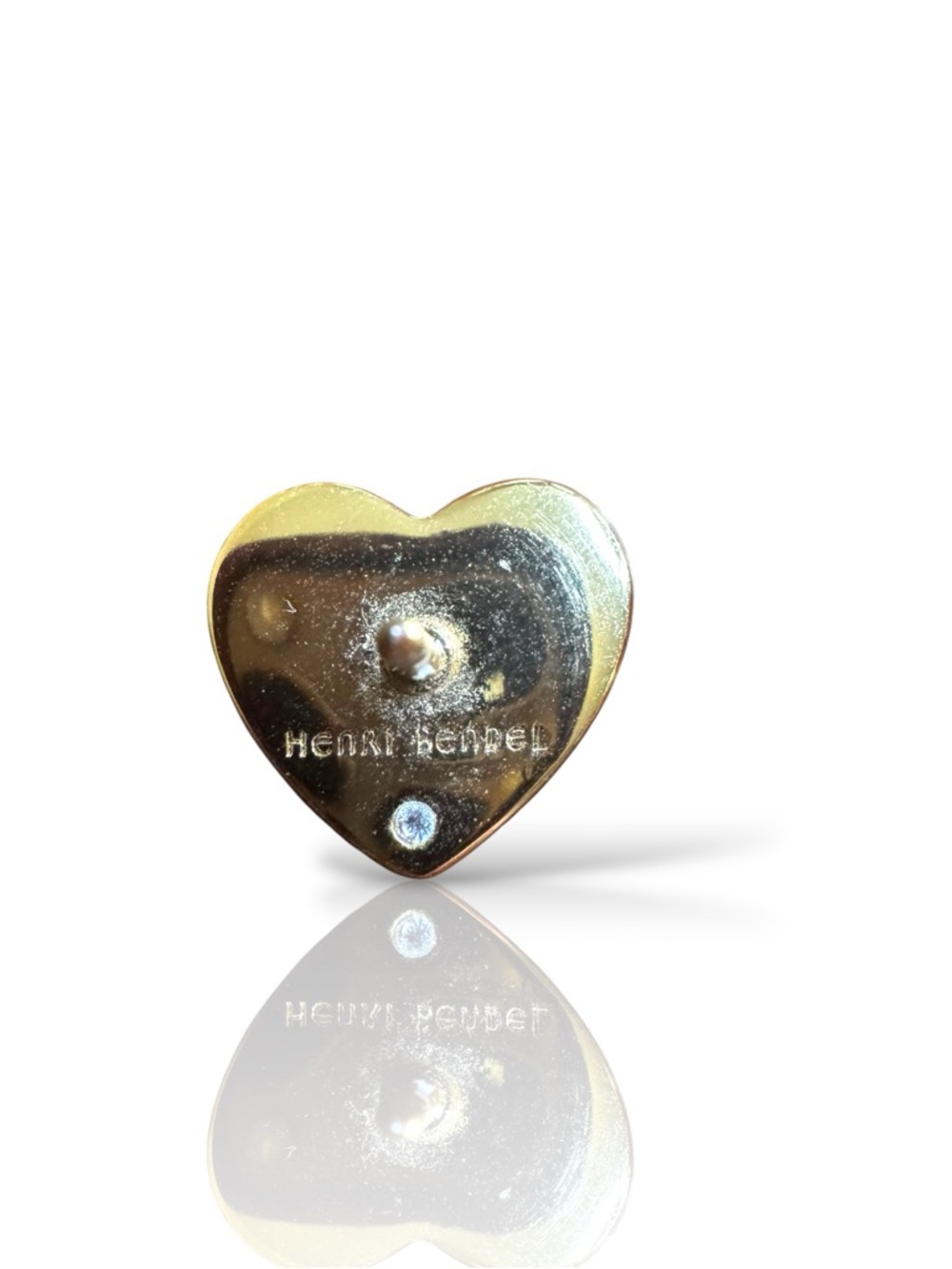 Henri Bendel Gold Toned Crystal Heart Stamped Pin - Picture 2 of 2